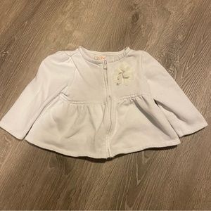 Cat & Jack white empire waist zip up dressy flower cotton jacket 12M EUC